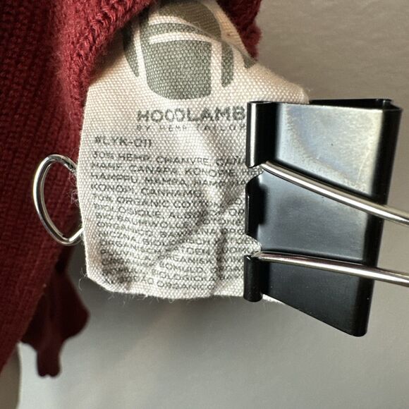 HoodLamb Crew Neck Dolman Sleeve Tunic Sweater Size L Cherry Red Hemp Cotton - Picture 7 of 7